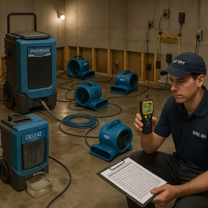 Structural Drying and Dehumidification process in Cuba City, WI